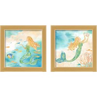 Framed 'Sea Splash Mermaid 2 Piece Framed Art Print Set' border=