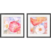 Framed 'Watercolor Poppy Meadow Pastel 2 Piece Framed Art Print Set' border=