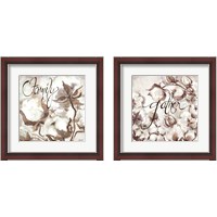 Framed 'Cotton Boll Triptych Sentimen 2 Piece Framed Art Print Set' border=