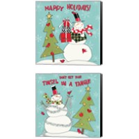 Framed 'Snowman Sentiments 2 Piece Canvas Print Set' border=