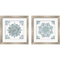 Framed 'Mandala Morning Blue and Gray 2 Piece Framed Art Print Set' border=