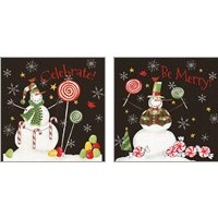 Framed 'Sweet Snowmen Black 2 Piece Art Print Set' border=