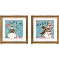 Framed 'Sweet Snowmen Sign Blue 2 Piece Framed Art Print Set' border=