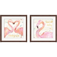 Framed 'Flamingo Fever 2 Piece Framed Art Print Set' border=