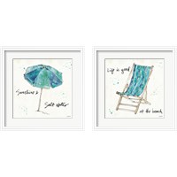 Framed 'Beach Divas Aqua 2 Piece Framed Art Print Set' border=