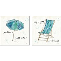 Framed 'Beach Divas Aqua 2 Piece Art Print Set' border=