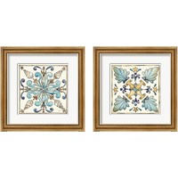 Framed 'Coastal Breeze Tile 2 Piece Framed Art Print Set' border=