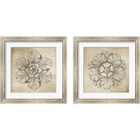 Framed 'Rosette Neutral 2 Piece Framed Art Print Set' border=