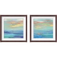 Framed 'Sunset Beach Bright 2 Piece Framed Art Print Set' border=