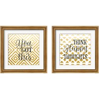 Framed 'Think Happy Thoughts 2 Piece Framed Art Print Set' border=