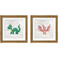 Framed 'Water Color Dino  2 Piece Framed Art Print Set' border=