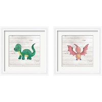 Framed 'Water Color Dino  2 Piece Framed Art Print Set' border=