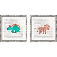 Framed 'Water Color Dino  2 Piece Framed Art Print Set' border=