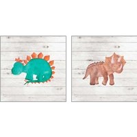 Framed 'Water Color Dino  2 Piece Art Print Set' border=