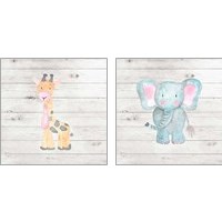 Framed 'Water Color Animal 2 Piece Art Print Set' border=