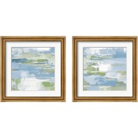 Framed 'Urban Walkway Blue and Green 2 Piece Framed Art Print Set' border=