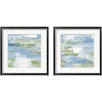 Framed 'Urban Walkway Blue and Green 2 Piece Framed Art Print Set' border=