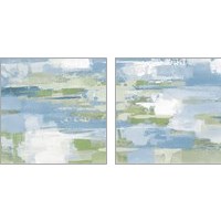 Framed 'Urban Walkway Blue and Green 2 Piece Art Print Set' border=