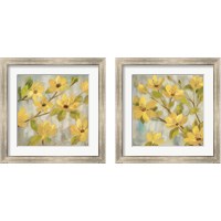 Framed 'Golden Bloom Neutral 2 Piece Framed Art Print Set' border=