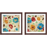 Framed 'Coral and Teal Garden 2 Piece Framed Art Print Set' border=