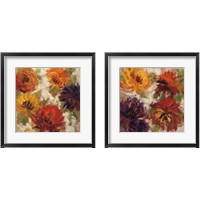 Framed 'Fiery Dahlias 2 Piece Framed Art Print Set' border=