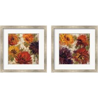 Framed 'Fiery Dahlias 2 Piece Framed Art Print Set' border=