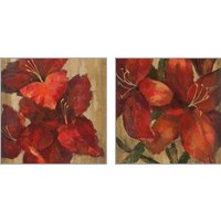 Framed 'Vivid Red Flower on Gold 2 Piece Art Print Set' border=