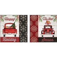 Framed 'Christmas Car 2 Piece Art Print Set' border=