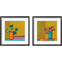 Framed 'Orange & Turquiose Vases 2 Piece Framed Art Print Set' border=