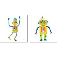 Framed 'Robot Party 2 Piece Art Print Set' border=