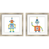 Framed 'Robot Party 2 Piece Framed Art Print Set' border=