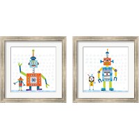 Framed 'Robot Party on Square Toys 2 Piece Framed Art Print Set' border=