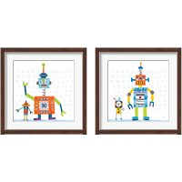 Framed 'Robot Party on Square Toys 2 Piece Framed Art Print Set' border=