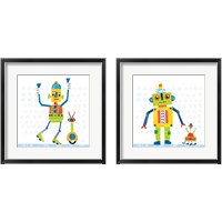 Framed 'Robot Party on Square Toys 2 Piece Framed Art Print Set' border=