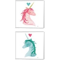Framed 'Unicorn Magic Heart 2 Piece Canvas Print Set' border=