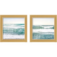 Framed 'Feel the Waves 2 Piece Framed Art Print Set' border=