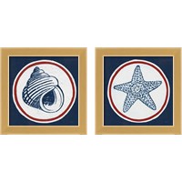 Framed 'Summer Shells Nautical 2 Piece Framed Art Print Set' border=