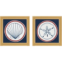 Framed 'Summer Shells Nautical 2 Piece Framed Art Print Set' border=