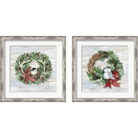 Framed 'Holiday Wreath 2 Piece Framed Art Print Set' border=