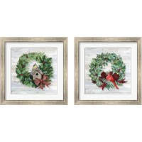 Framed 'Holiday Wreath 2 Piece Framed Art Print Set' border=