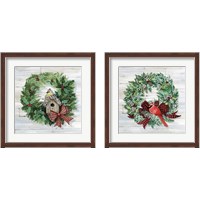 Framed 'Holiday Wreath 2 Piece Framed Art Print Set' border=