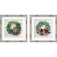 Framed 'Holiday Wreath 2 Piece Framed Art Print Set' border=