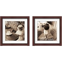 Framed 'Cafe Pugs 2 Piece Framed Art Print Set' border=