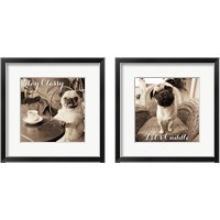 Framed 'Cafe Pugs 2 Piece Framed Art Print Set' border=