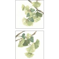 Framed 'Gingko Leaves on White 2 Piece Art Print Set' border=