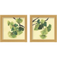 Framed 'Gingko Leaves Dark 2 Piece Framed Art Print Set' border=