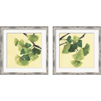 Framed 'Gingko Leaves Dark 2 Piece Framed Art Print Set' border=