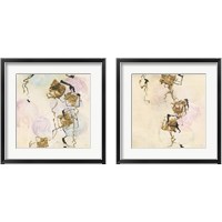 Framed 'Gold Blocks on Pastel 2 Piece Framed Art Print Set' border=