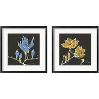 Framed 'Magnolia on Black 2 Piece Framed Art Print Set' border=