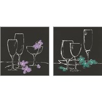 Framed 'Wine Glasses on Black 2 Piece Art Print Set' border=